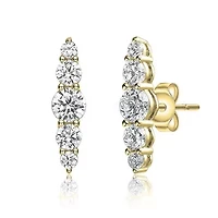 Lab Created Sterling Silver with Clear Cubic Zirconia 5-Stone Linear Journey Earrings