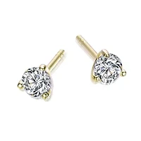Lab Created Sterling Silver with Clear Cubic Zirconia Martini Prong Solitaire Stud Earrings