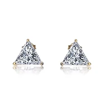 Lab Created Sterling Silver with Clear Medium Cubic Zirconia Triangle Earrings