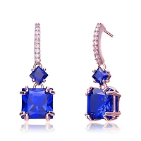 Lab Created Sterling Silver with Colored Cubic Zirconia Square Shape Drop Earrings