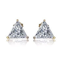 Lab Created Sterling Silver with Clear Cubic Zirconia Triangle Earrings
