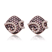 Lab Created Sterling Silver with Clear Cubic Zirconia Swirls Square Stud Earrings