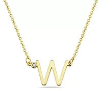 Lab Created 14K Gold Plated with Clear Cubic Zirconia Initial Necklace