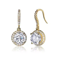 Lab Created Sterling Silver with Clear Cubic Zirconia Dangle Hook Earrings