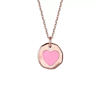 Lab Created Children's with Colored Heart Enamel Medallion Pendant Necklace