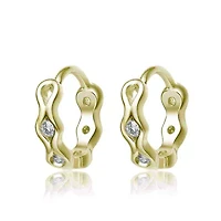 Lab Created Sterling Silver with Clear Cubic Zirconia Small Round Hoop Earrings