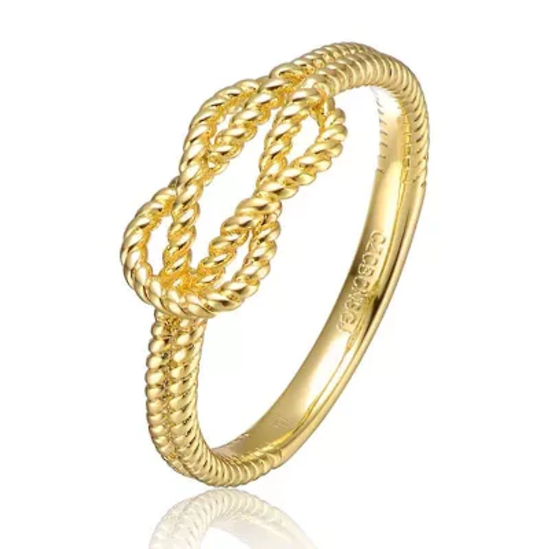 Lab Created Twisted Rope Design with Interlocking Loops Statement Ring