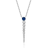 Lab Created Sterling Silver 14K Gold Plated with Colored Cubic Zirconia Icicle Journey Pendant Layering Necklace