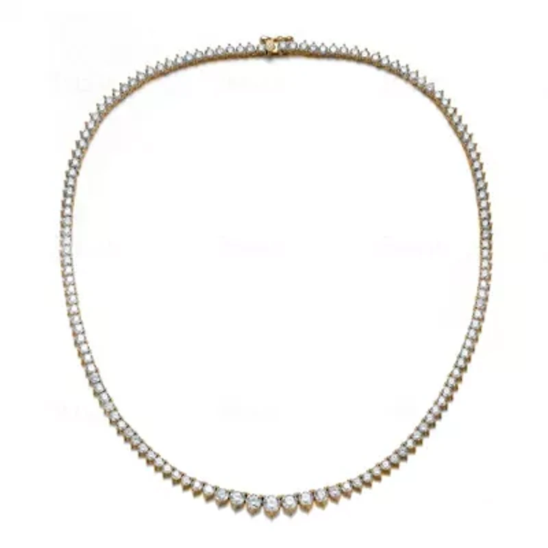 Lab Created Clear Cubic Zirconia Graduated Tennis Chain Necklace