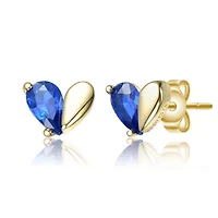 Lab Created Sterling Silver 14K Gold Plated Cubic Zirconia Screw Back Heart Earrings for Kids