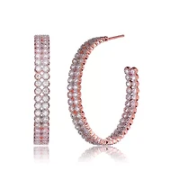 Lab Created Sterling Silver with Clear Cubic Zirconia Open Hoop Earrings