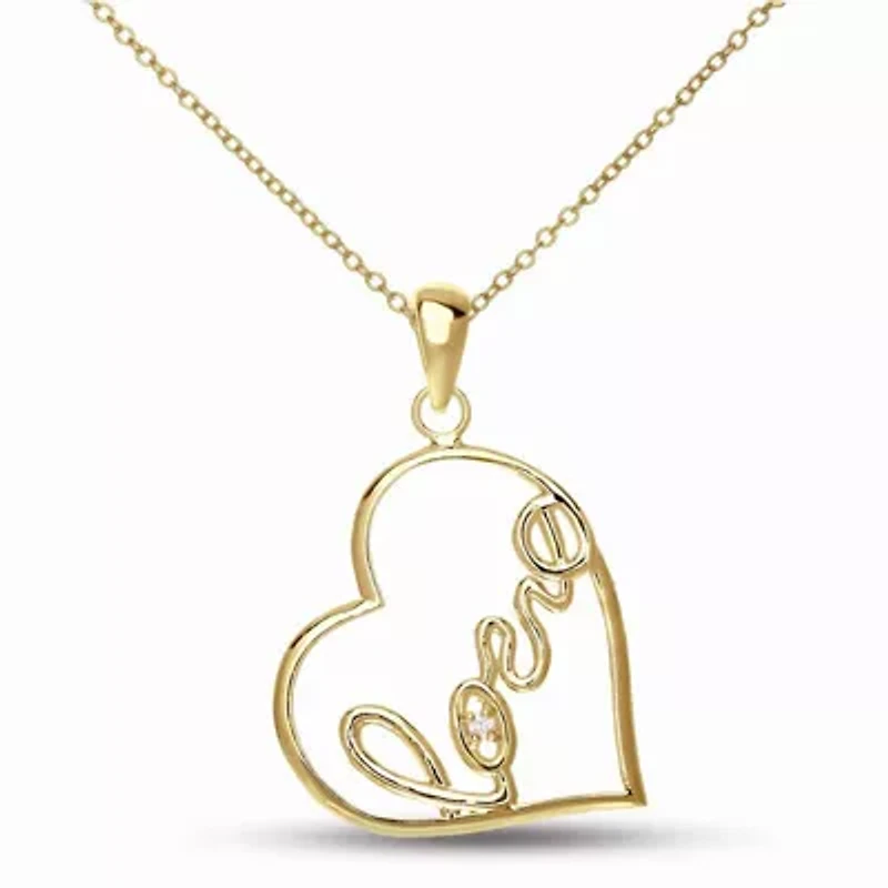 Lab Created Rozzato Classy " Love Heart Shape Pendant Necklace