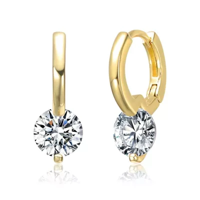 Lab Created Rozzato Clear Moissanite Drop Hoop Earrings