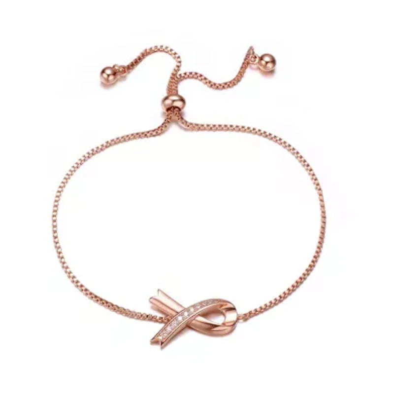 Lab Created Stunning Teens/Young Adults 18K Rose Gold Plated Infinity Love Adjustable Bracelet