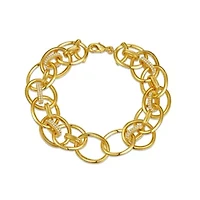 Lab Created Teen's Yellow Gold Plated with Cubic Zirconia Double Entwined Cable Chain Bracelet