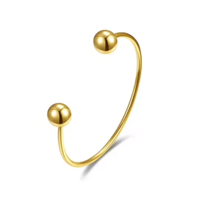 Lab Created Teens/Young Adults 14k Yellow Gold Plated Ball Capped Open Cuff Bangle Bracelet
