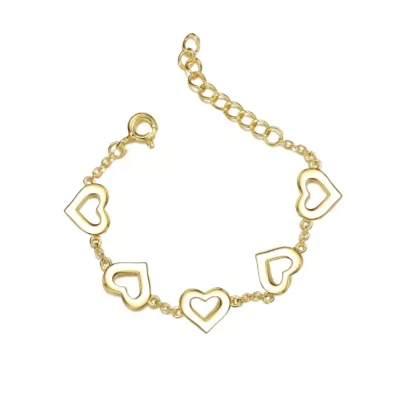 Lab Created 14k Yellow Gold Plated Forever Heart Toddler/Kids Bracelet, Adjustable Length, 1-6yrs