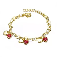 Lab Created Toddler/Kids 14K Gold Plated Adjustable Heart Charm Bracelet