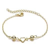 Lab Created Kids 14k Gold Plated Tiny Heart & Pearl Station Charm Bracelet