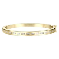 Lab Created 14k Gold Plated with Bezel Set Cubic Zirconia Baguette Bangle Bracelet