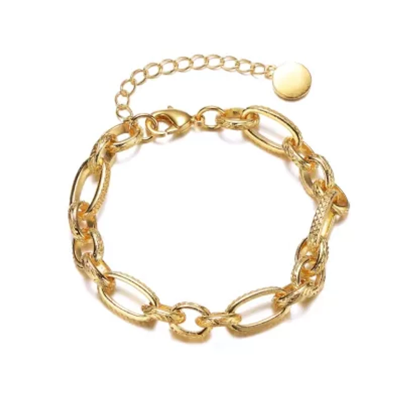 Lab Created Teens 14K Gold Plated With Pearl Link & Chain Bracelet