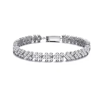 Lab Created White Gold Plated Classy Three Row Cubic Zirconia Tennis Bracelet