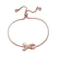 Lab Created Sterling Silver 18K Rose Gold Plated with Clear Cubic Zirconia Loop Bracelet