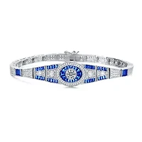 Lab Created Sterling Silver White Gold Plated with Sapphire Cubic Zirconia's Bracelet
