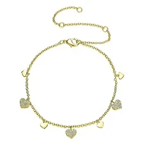 Lab Created Cubic Zirconia Heart Halo Charm Kids/Teens Bracelet in Sterling Silver