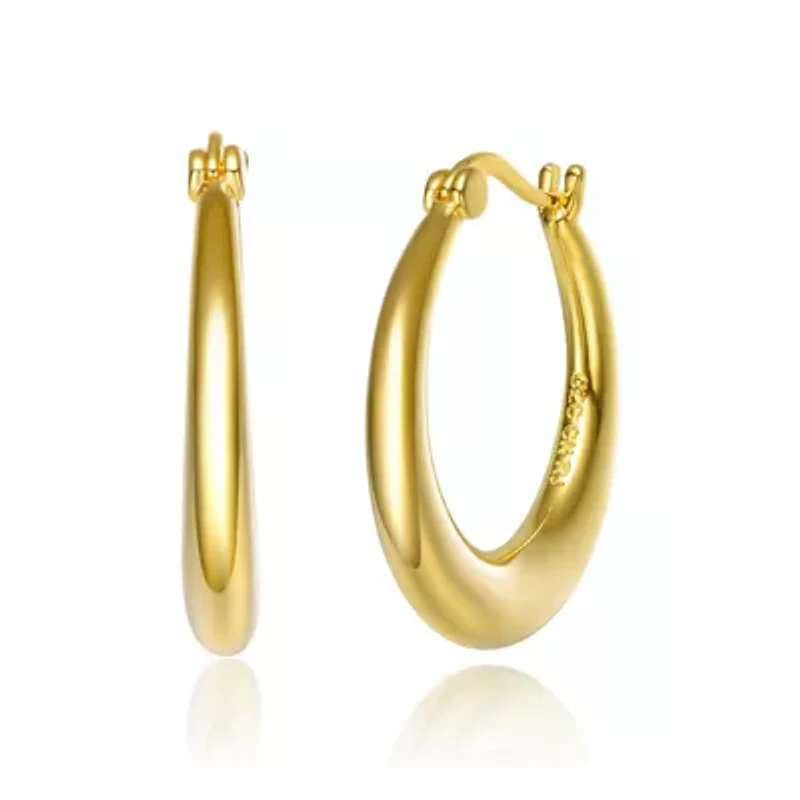 Lab Created 14K Gold Plated Large Hoop Earrings