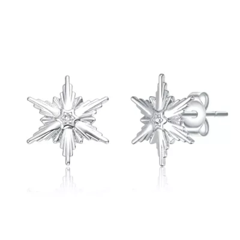 Lab Created White Gold Plated with Cubic Zirconia Snowflake Christmas Earrings