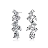 Lab Created Sterling Silver White Gold Plated with Clear Pear, Marquise, & Round Cubic Zirconia Accent Dangle Earrings