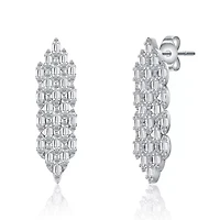 Lab Created Sterling Silver White Gold Plated with Clear Cubic Zirconia Waterfall Cluster Dangle Earrings