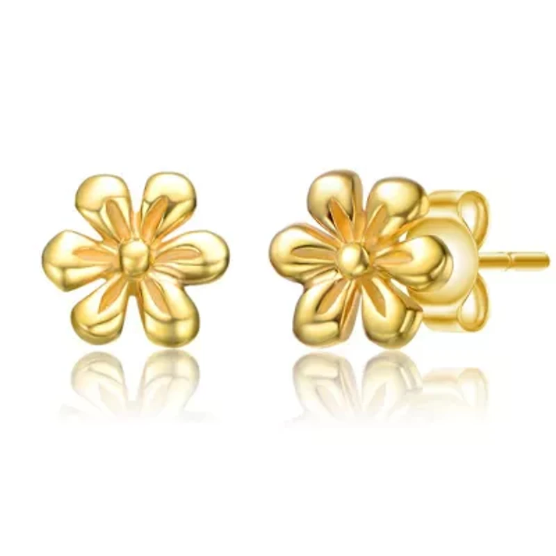 Sterling Silver 14K Gold Plated Daisy Flower Stud Earrings for Kids