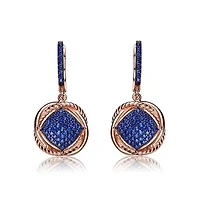 Lab Created Sterling Silver 18K Rose Gold and Black Plated with Colored Cubic Zirconia Dangling Earrings