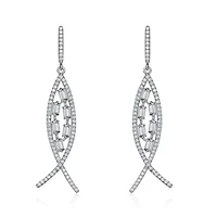 Lab Created Sterling Silver White Gold Plated with Clear Cubic Zirconia Accent Drop Earrings
