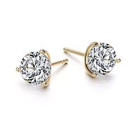 Lab Created Sterling Silver Cubic Zirconia Solitaire Stud Earrings