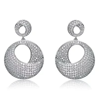 Lab Created Sterling Silver White Gold Plating with Clear Cubic Zirconia Overlap Circle Earrings