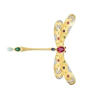 Lab Created Rozzato Two-Tone with Ruby Red Cubic Zirconie Floral Pin