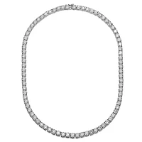 Lab Created Rozzato White Gold Plated with 4mm Clear Cubic Zirconia Tennis Necklace