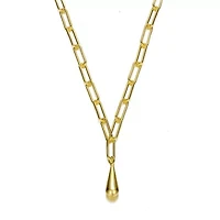 Lab Created 14K Gold Plated PaperClip Charm Necklace for Kids/Teens