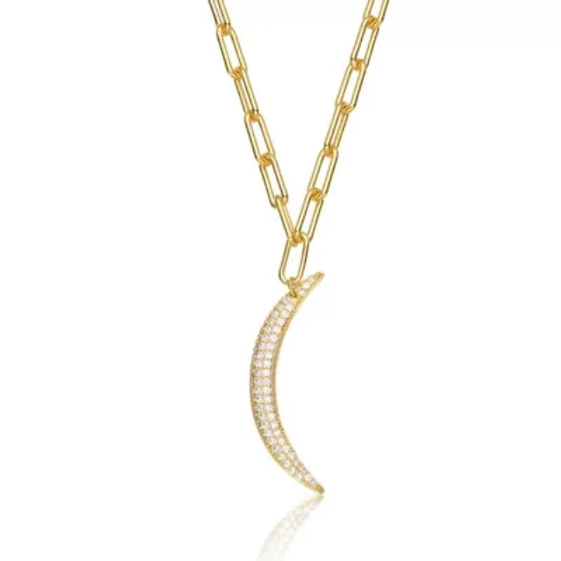 Lab Created 14K Gold Plated with Clear Cubic Zirconia Charm Necklace Kids/Teens