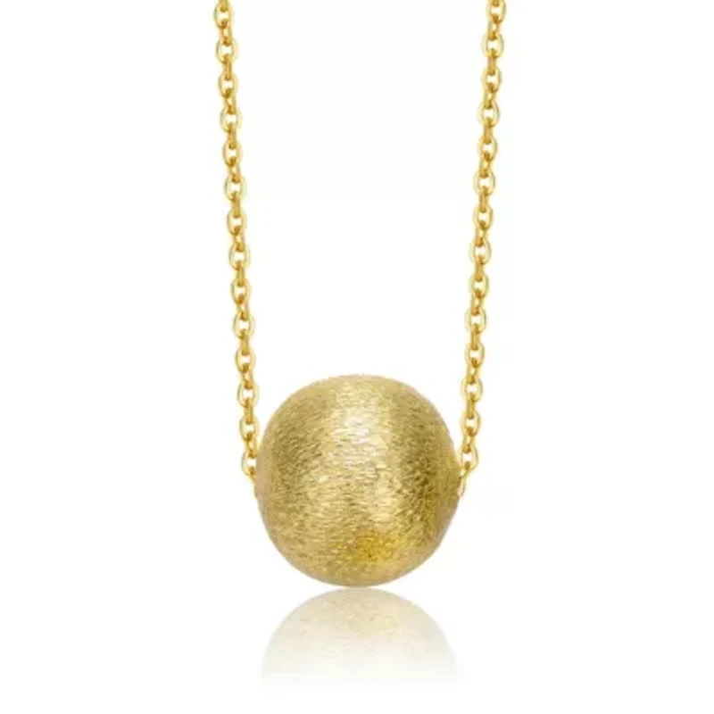 Rozzato 14K Gold-Plated Textured Ball Necklace with Link Chain for Kids