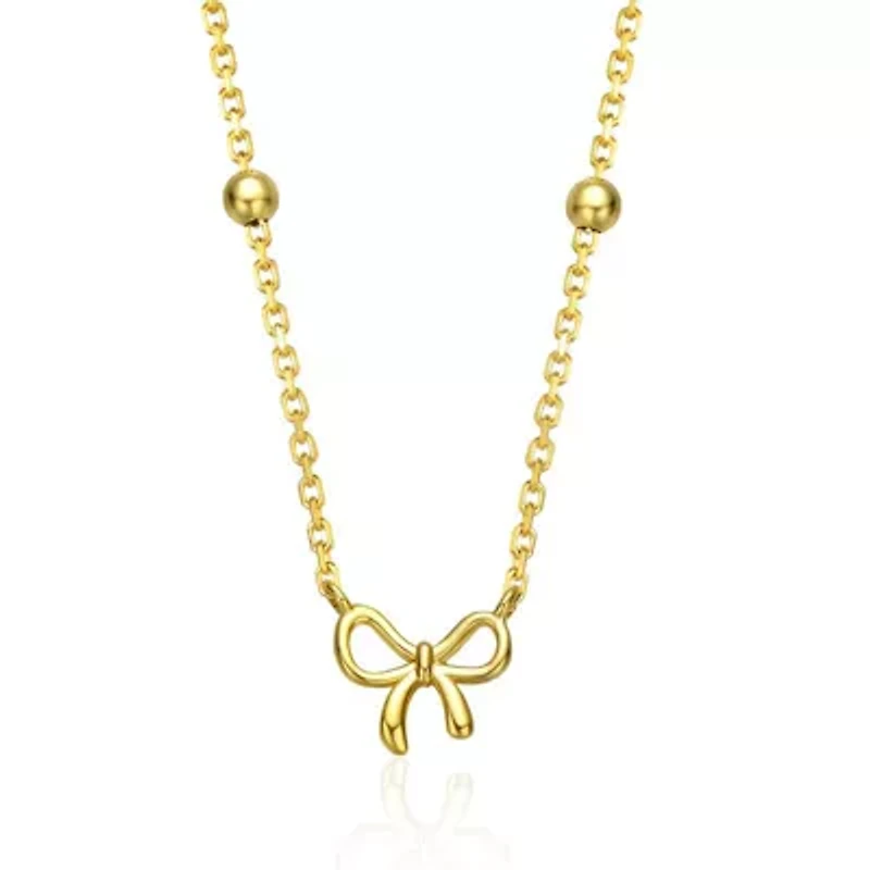 Lab Created 14K Gold Plated Ribbon Necklace for Kids