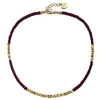 Lab Created 14K Gold Plated with Red and Gold Plated Mineral Beaded Necklace for Kids