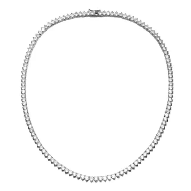 Lab Created Flawless Tennis Necklace with Round Shape Cubic Zirconia