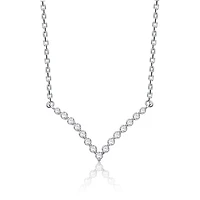 Sterling Silver White Gold Plated with 2.15ct Lab Created Moissanite V-Shaped Chevron Necklace
