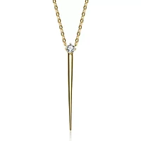 Sterling Silver 14K Gold Plated with 0.10ct Lab Created Moissanite Gothic Spike Pendant Layering Necklace