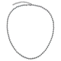 Lab Created Sterling Silver White Gold Plated with Clear Cubic Zirconia Heart Tennis Necklace