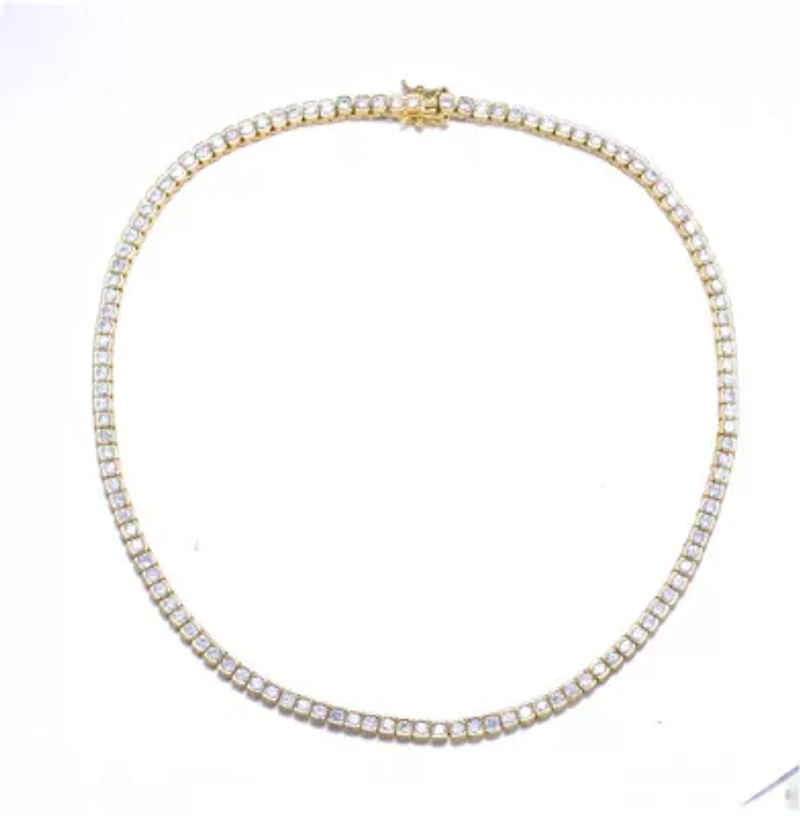 Lab Created Rozzato Sterling Silver 14K Gold Plated with Cubic Zirconia Classic Tennis Necklace